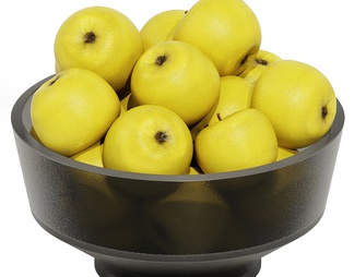 玻璃碗与黄苹果