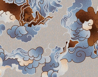 中式祥云印花地毯贴图