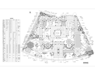 精品别墅庭园植物种植图CAD