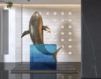 鲸鱼雕塑摆件 鲸鱼装置品