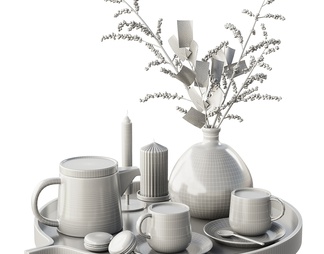 花瓶 盆栽 茶具组合 桌面装饰摆件 软装配饰