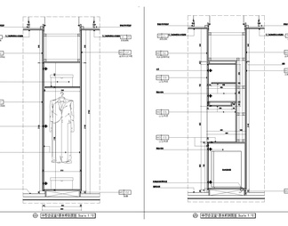 茶水柜立面及剖面施工详图  柜子剖面 茶水柜剖面 挂衣柜剖面