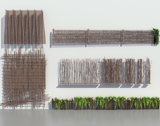 竹木篱笆 茶室竹隔断 栏杆 围墙