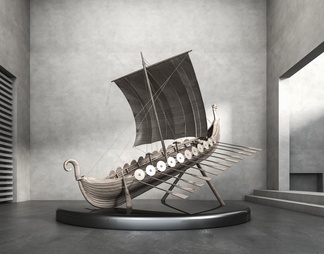 雕塑装置 抽象木船艺术品