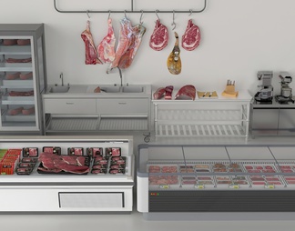 冷柜 冰柜 操作台 猪肉 水槽