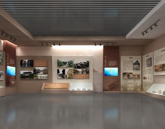 历史文化馆 浮雕墙 展示柜 互动触摸屏