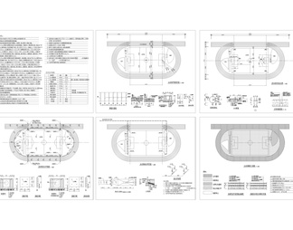 6套环形塑胶跑道运动场地CAD施工图