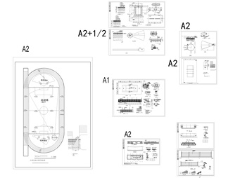6套环形塑胶跑道运动场地CAD施工图