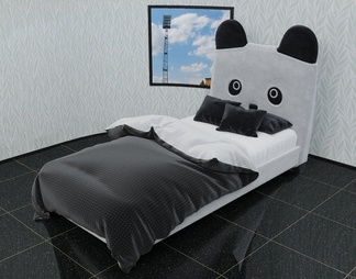 儿童床，卡通床，熊猫床，儿童房