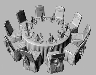 宴会厅餐桌椅组合   餐桌椅组合  圆桌椅子组合  包间圆桌