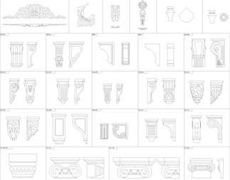 欧洲装饰构件元素CAD图库合集