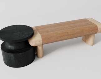 实木 拼色 木作 凳子 床尾凳  沙发凳