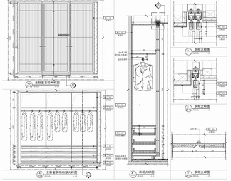 衣柜滑门及内部结构施工详图 柜子 柜门 柜体 衣柜 抽屉