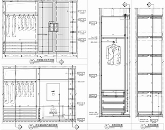 衣柜滑门及内部结构施工详图 柜子 柜门 柜体 衣柜 抽屉