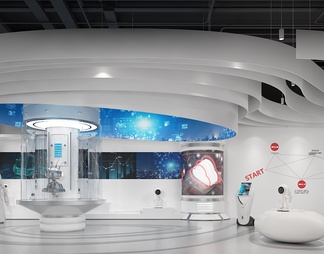 医疗科技展厅 互动触摸一体机 智能机器人 展示台 LED拼接屏