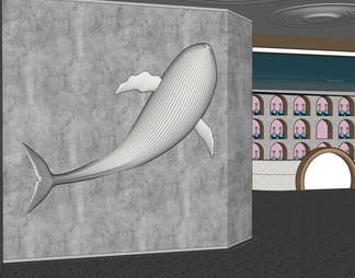 大厅鲸鱼雕塑装置
