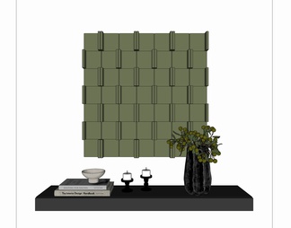 立体几何橄榄绿墙饰挂件