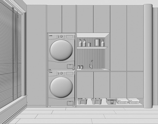洗衣机柜组合 一体化洗衣机烘干机