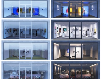 PSD免抠商业店铺玻璃橱窗日景夜景贴图