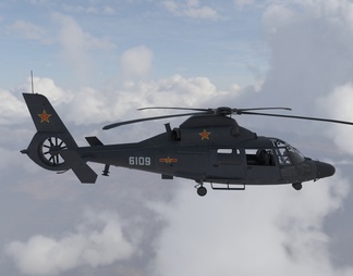 中国人民解放军海豚直升机AS365中型多用途直升机带驾驶舱内饰