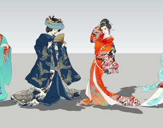 2D手绘日本和风女人