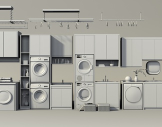 洗衣机组合柜 烘干机 晾衣架 壁挂洗衣机