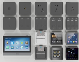 开关开关插座面板3D模型下载【ID:2035357】