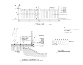 仿木纹混凝土生态栏杆CAD施工