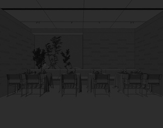 暗黑 高级 餐饮 大厅 餐桌椅 就餐区 餐厅
