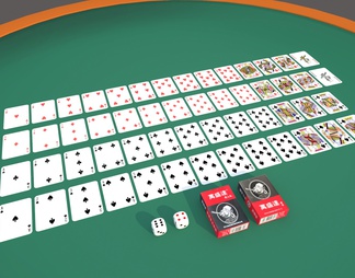 扑克牌，骰子，牌盒，圆桌