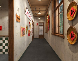 农家乐走廊 农家院走廊 民俗餐厅走廊 怀旧复古走廊 80年代怀旧复古饰品(2020)