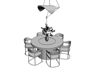 餐桌椅组合 圆桌 餐厅吊灯 餐桌 餐椅