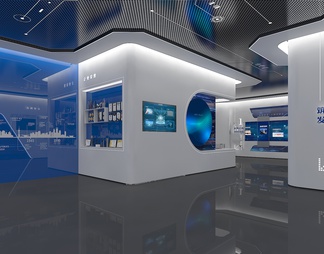 科技企业展厅 滑轨屏 展示台 荣誉墙 LED拼接大屏