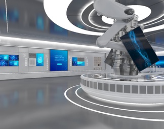 科技展厅 产品展示台 互动触摸一体机 LED拼接屏 虚拟讲解员