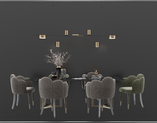 家具 餐桌餐椅 餐厅灯具组合