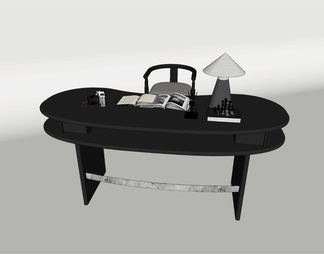 黑色弧形书桌