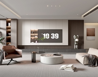 家居客厅 电视背景墙 客厅 茶几组合 沙发 电视柜 极简客厅