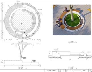 商业广场异形弧形景观坐凳树池座椅CAD施工图写字楼创意园异形坐凳