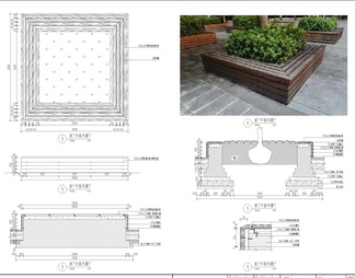 商业广场异形弧形景观坐凳树池座椅CAD施工图写字楼创意园异形坐凳