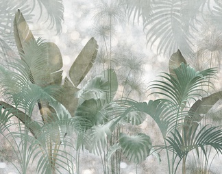 北欧植物丛林壁画贴图 材质贴图下载