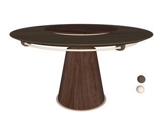 Minotti木纹圆形餐桌