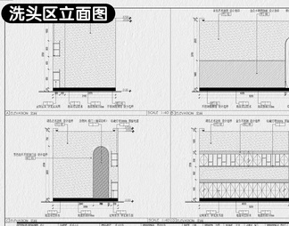 理发店美发店美容院装修设计CAD施工图纸店面工装室内设计效果图