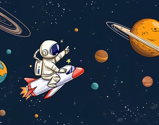 儿童卡通太空飞机宇宙背景