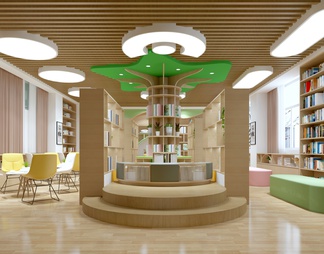 阅览室大厅 图书室大厅 学校阅览室