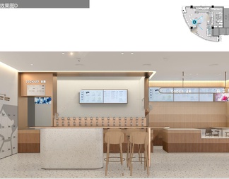 奶茶甜品店装修设计全套CAD施工图纸小店工装店面商铺室内效果图