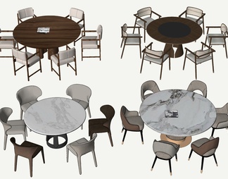圆形餐桌 餐桌椅组合