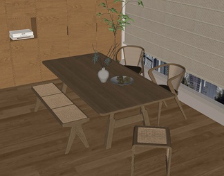 原木餐桌椅组合