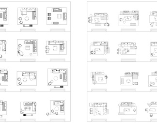 户型优化布局CAD图库 室内设计家装家具平面网红模块素材图块素材