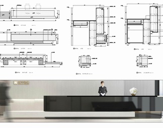 办公室接待台前台施工大样详图 接待台 前台 咨询台 服务台