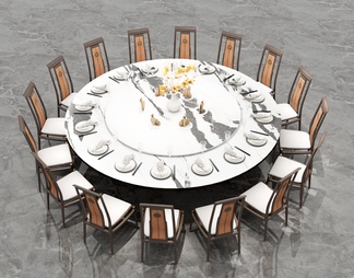 餐桌椅组合 十六人圆桌椅子组合